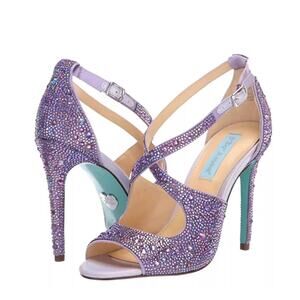 Blue By Betsey Johnson Women's Sb-sage Heeled Rhinestone Sandal Purple Lilac 8.5